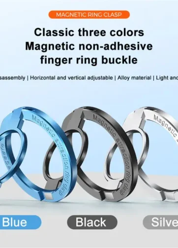 Anneau magnétique iPhone en alliage de zinc avec support ajustable.
