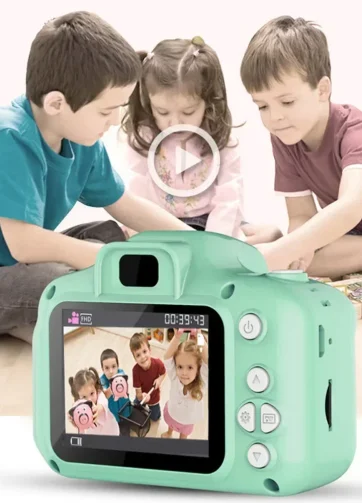 Appareil photo enfant numérique avec écran et filtres intégrés.
